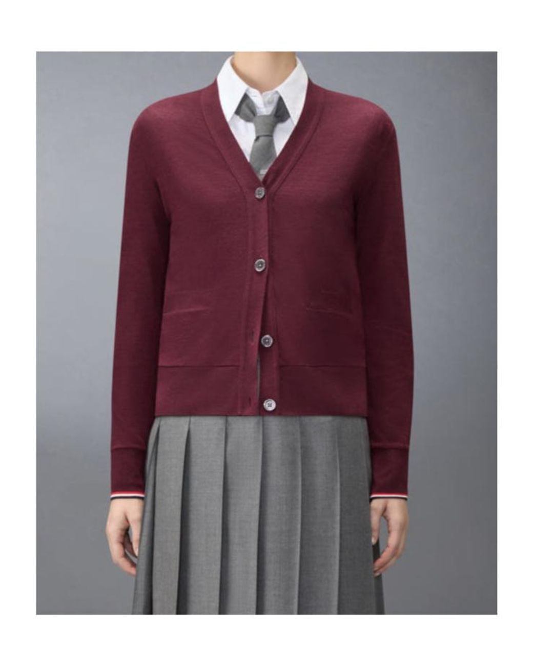 Thom Browne Purple Rwb V-Neck Cardigan
