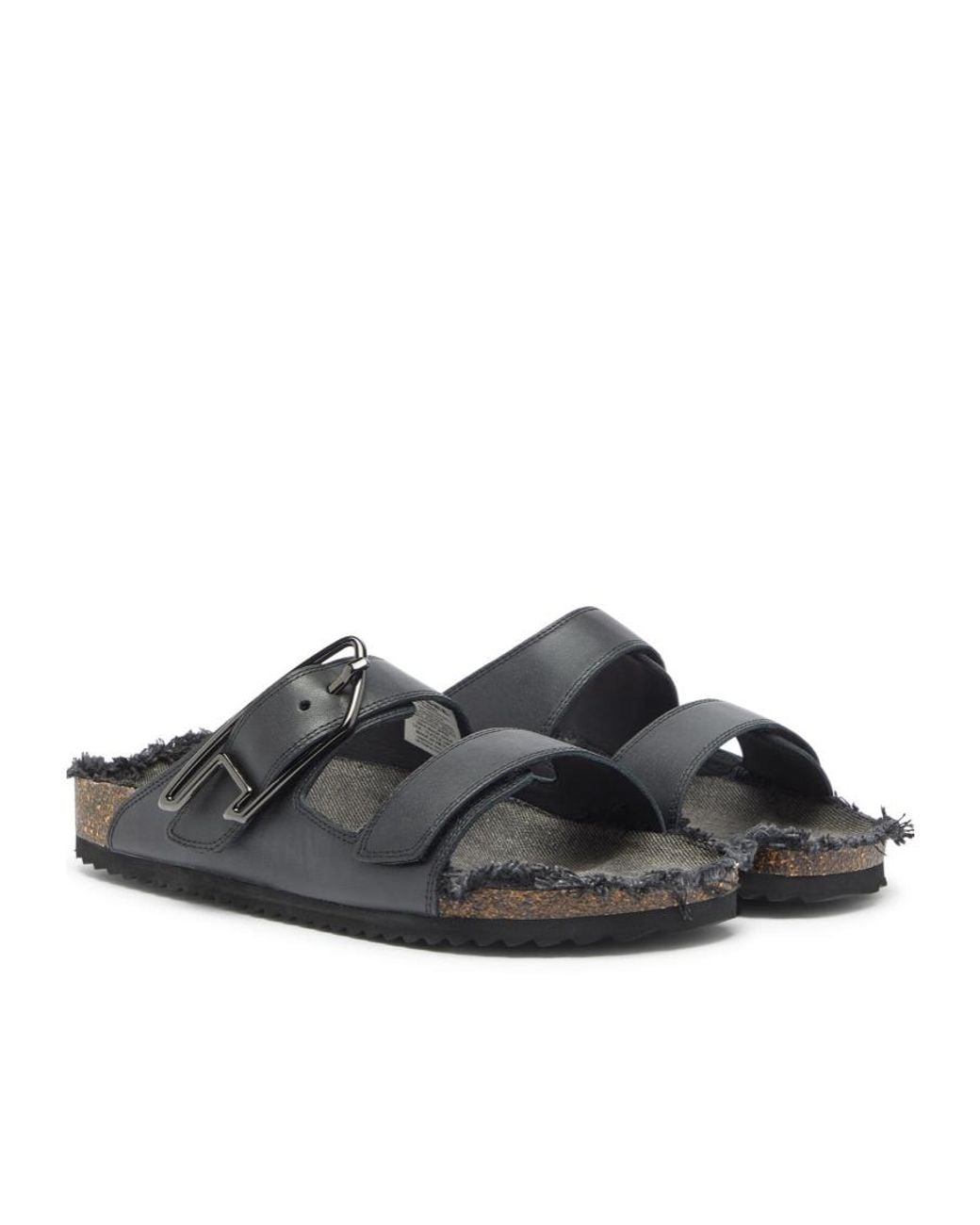 DIESEL Black D-Woodstock Slides for men