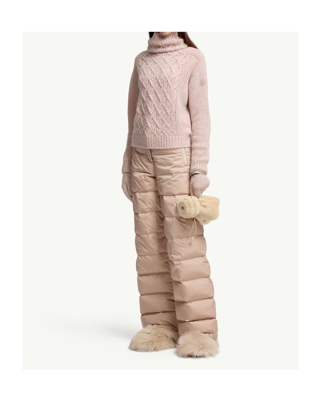 Moncler Pink Logo Patch Turtleneck Jumper