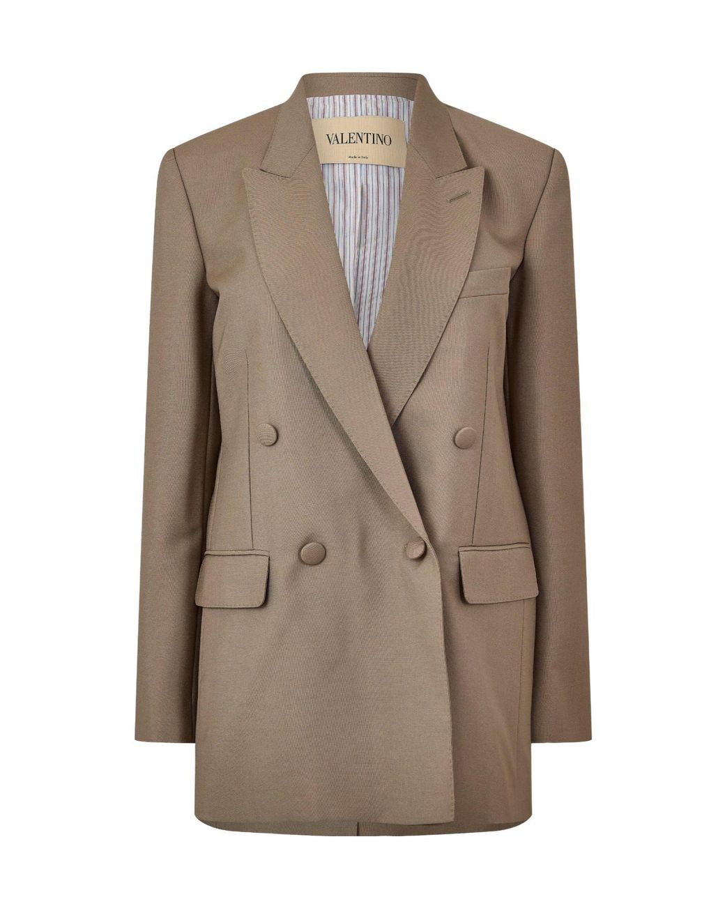 Valentino Brown Double-Breasted Long Blazer