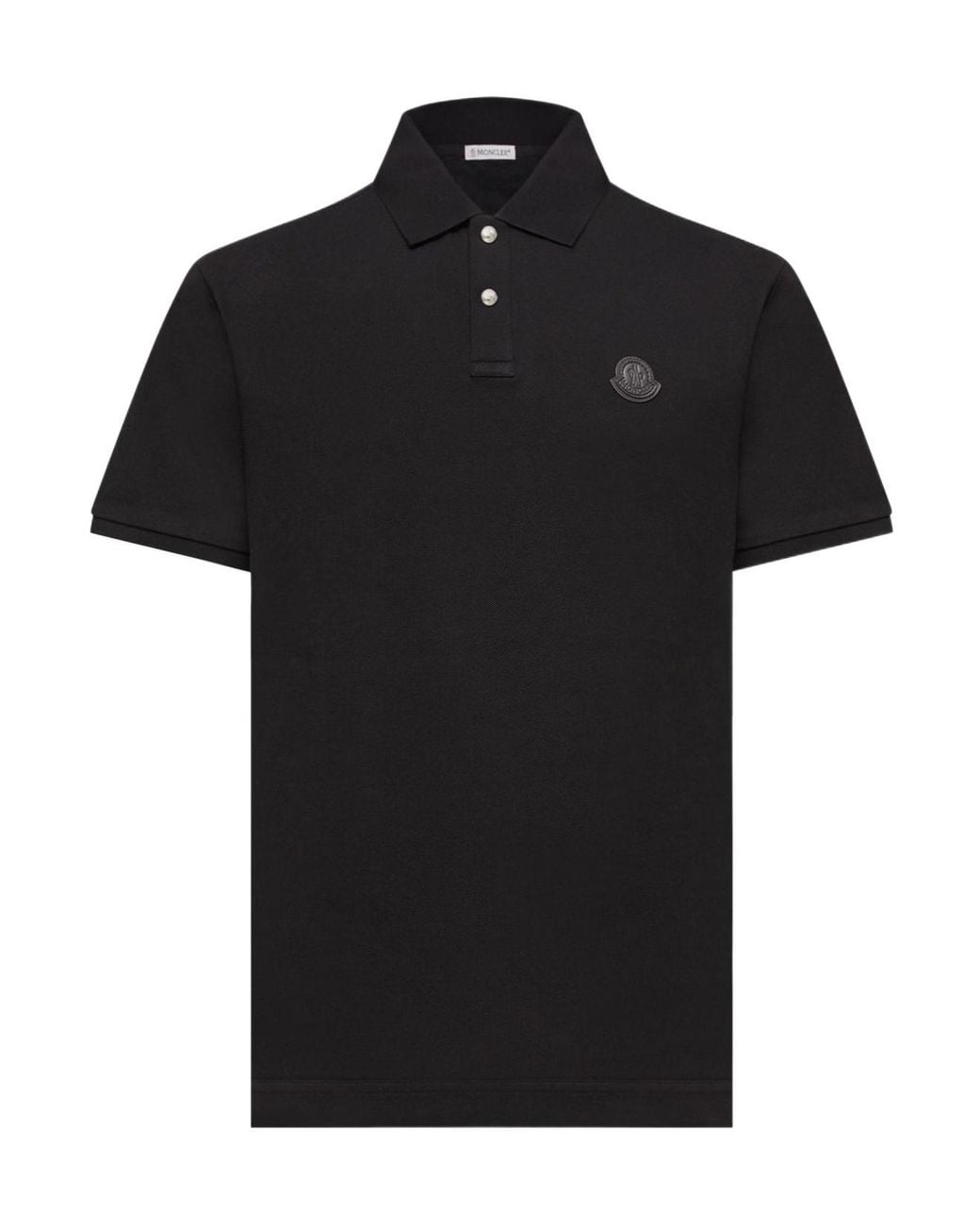 Moncler Black Logo Patch Piqué Polo Shirt for men