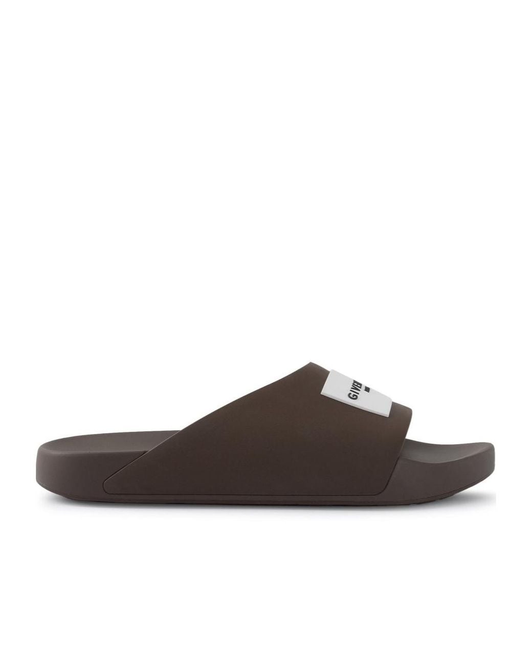 Givenchy Brown Paris Label Flat Slides for men
