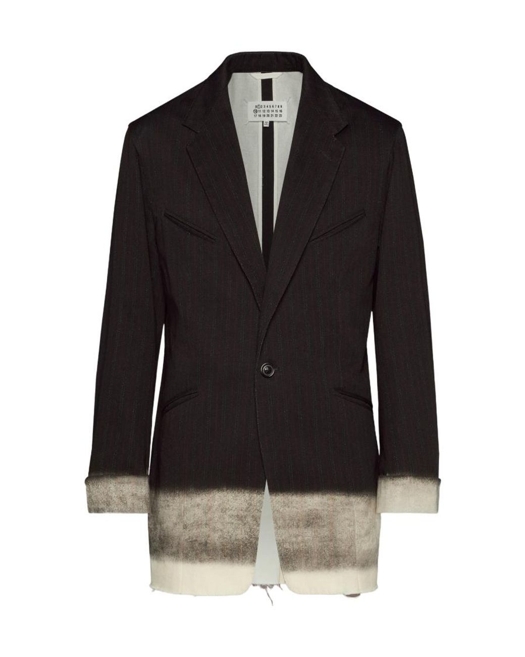 Maison Margiela Black Pinstriped Button-Up Blazer for men