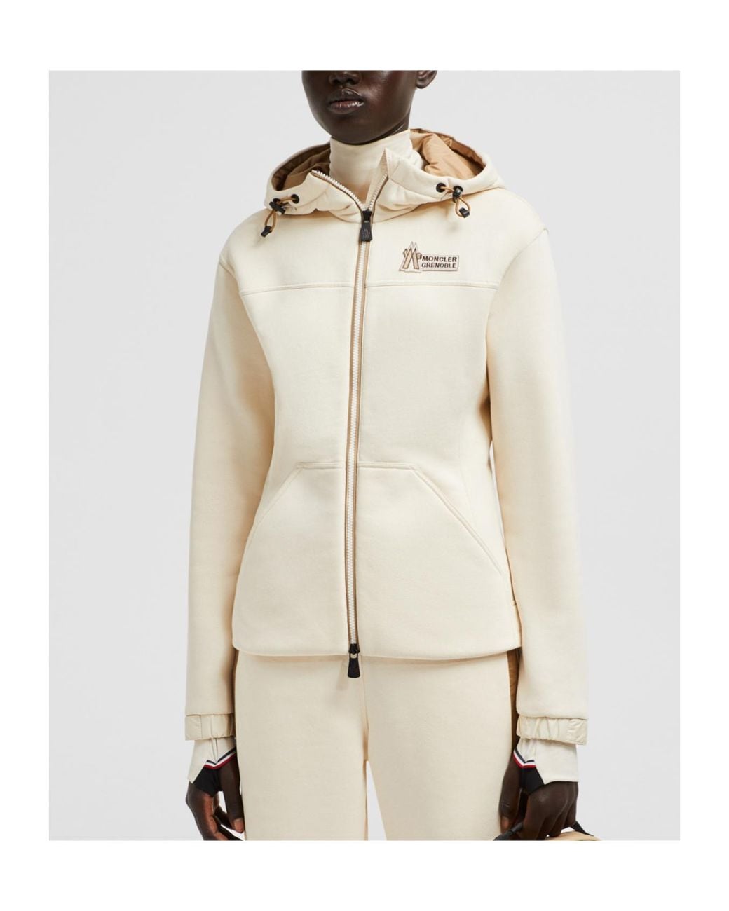 Moncler White Grenoble Logo Detailed Drawstring Hoodie