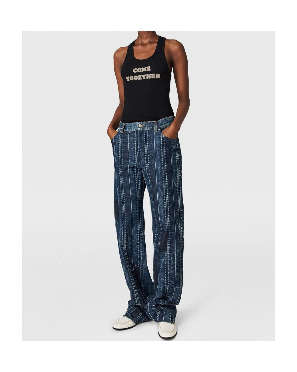 Stella McCartney Black Come Together Slogan Tank Top