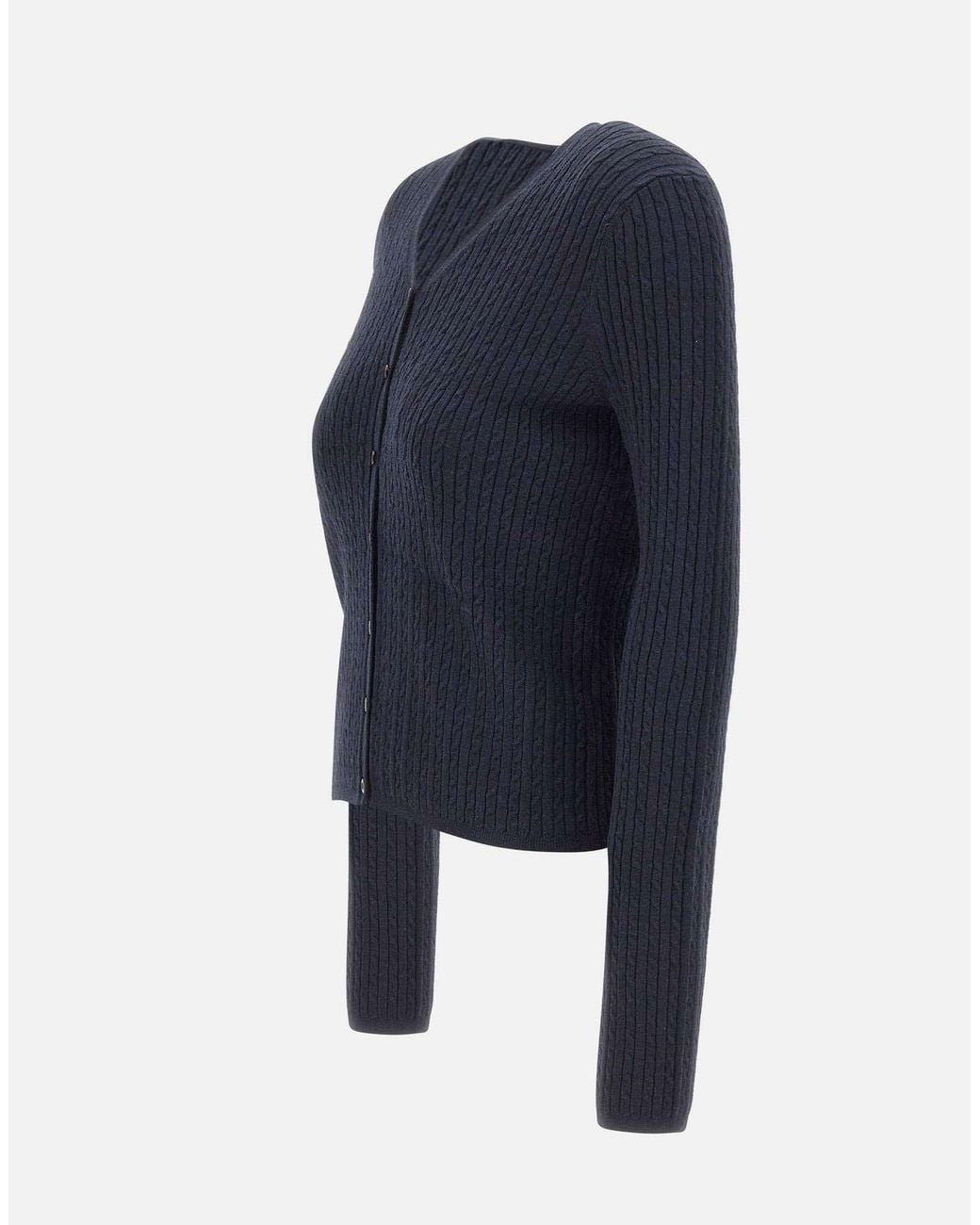 Vince Blue Ribbed Cropped Cardigan