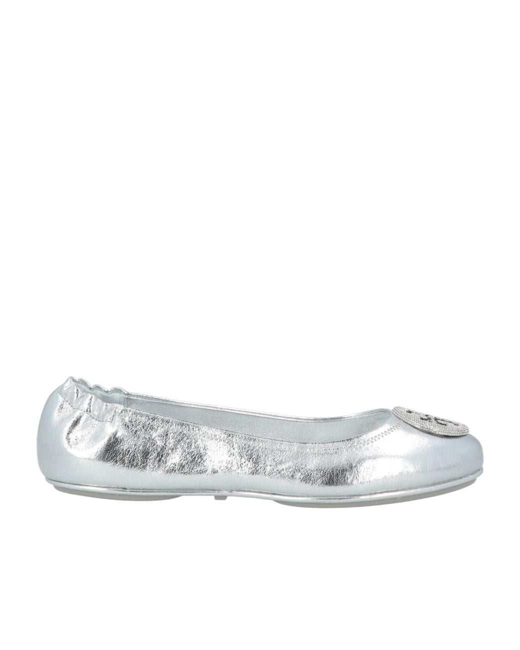 Tory Burch White Metallic Ballet Flats