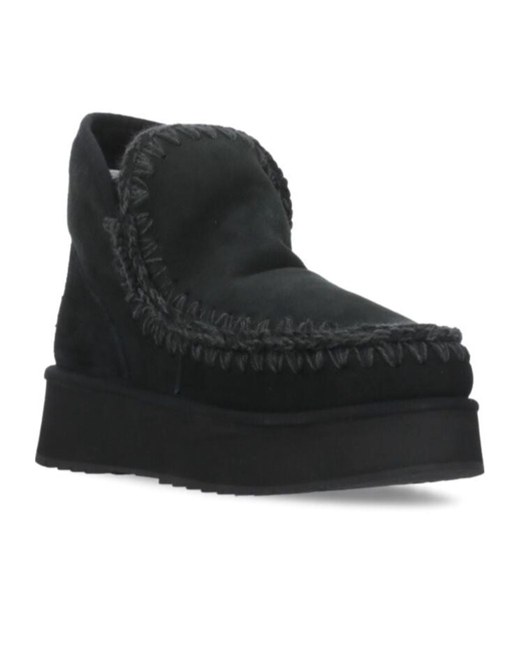 Mou Black Shearling Stitch Boots