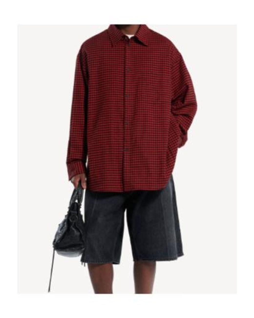 Balenciaga Red Checked Long-Sleeve Shirt for men