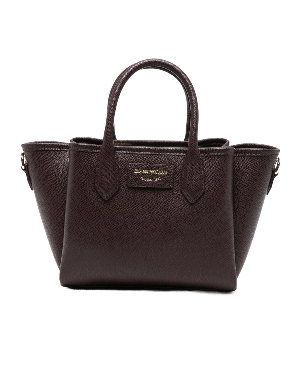 Emporio Armani Brown Grained-Leather Tote Bag