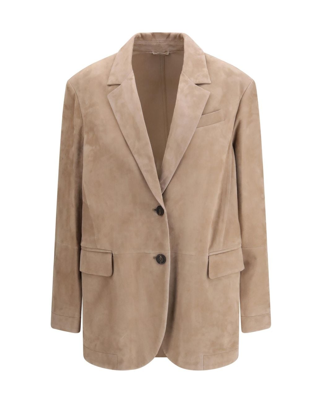 Brunello Cucinelli Brown Suede Jacket With Monile