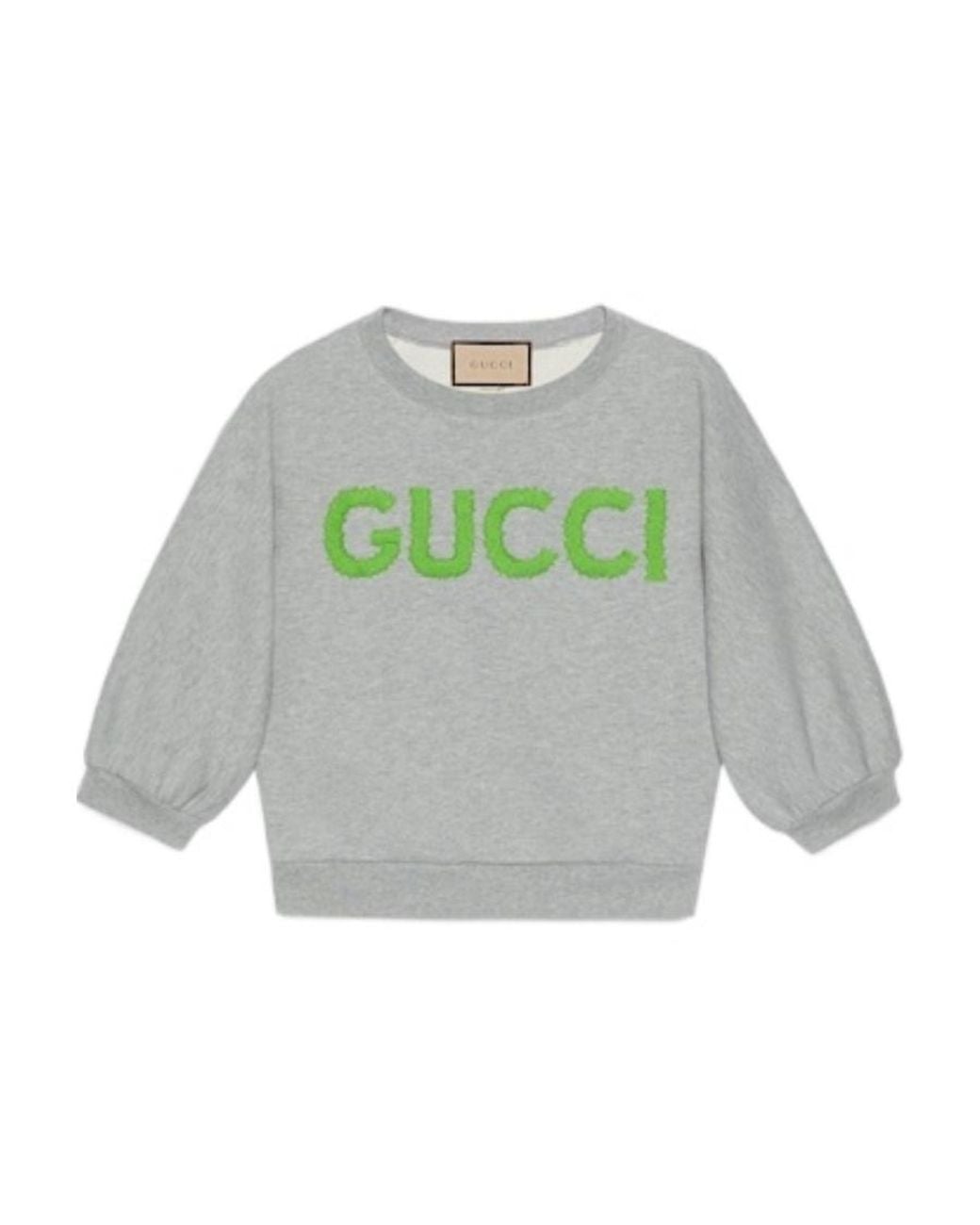 Gucci Gray Logo-Embroidered Cropped Cotton Sweatshirt