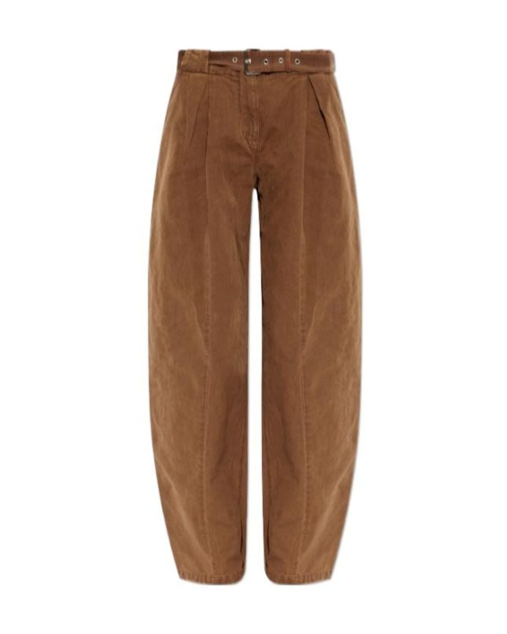 Blumarine Brown Pleated Belted Trousers