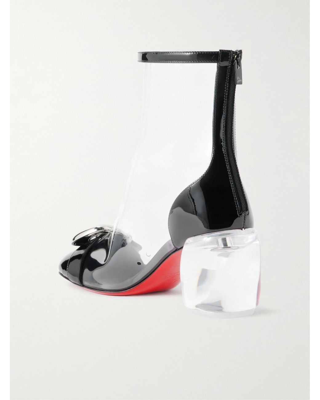 Christian Louboutin Black Patent Leather-Trimmedankle Boots