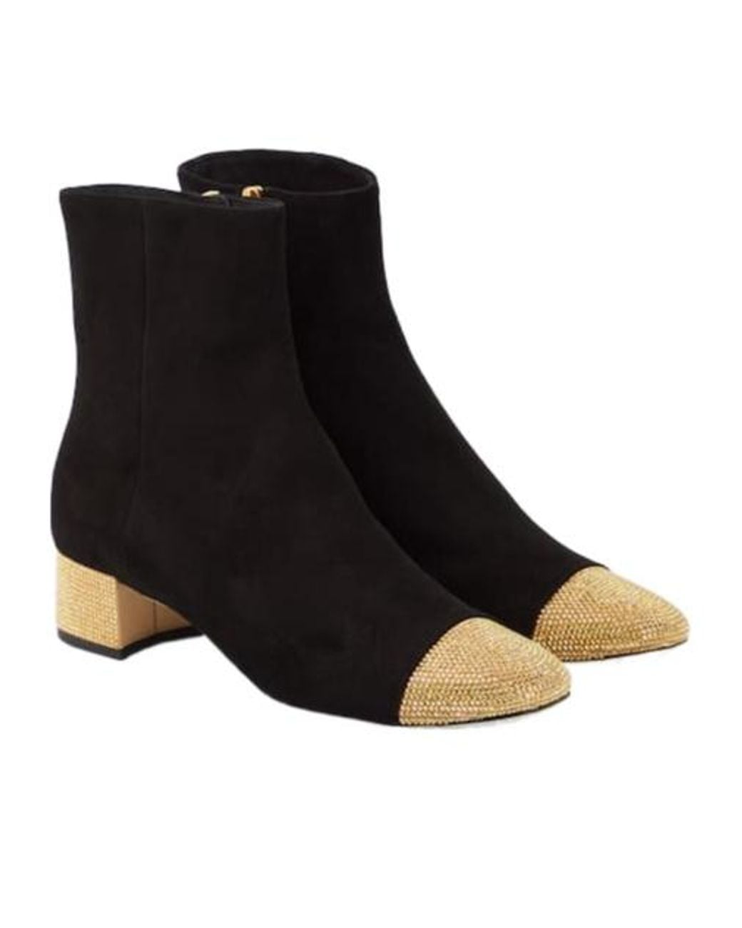 Rene Caovilla Black Embellished Suede Ankle Boots