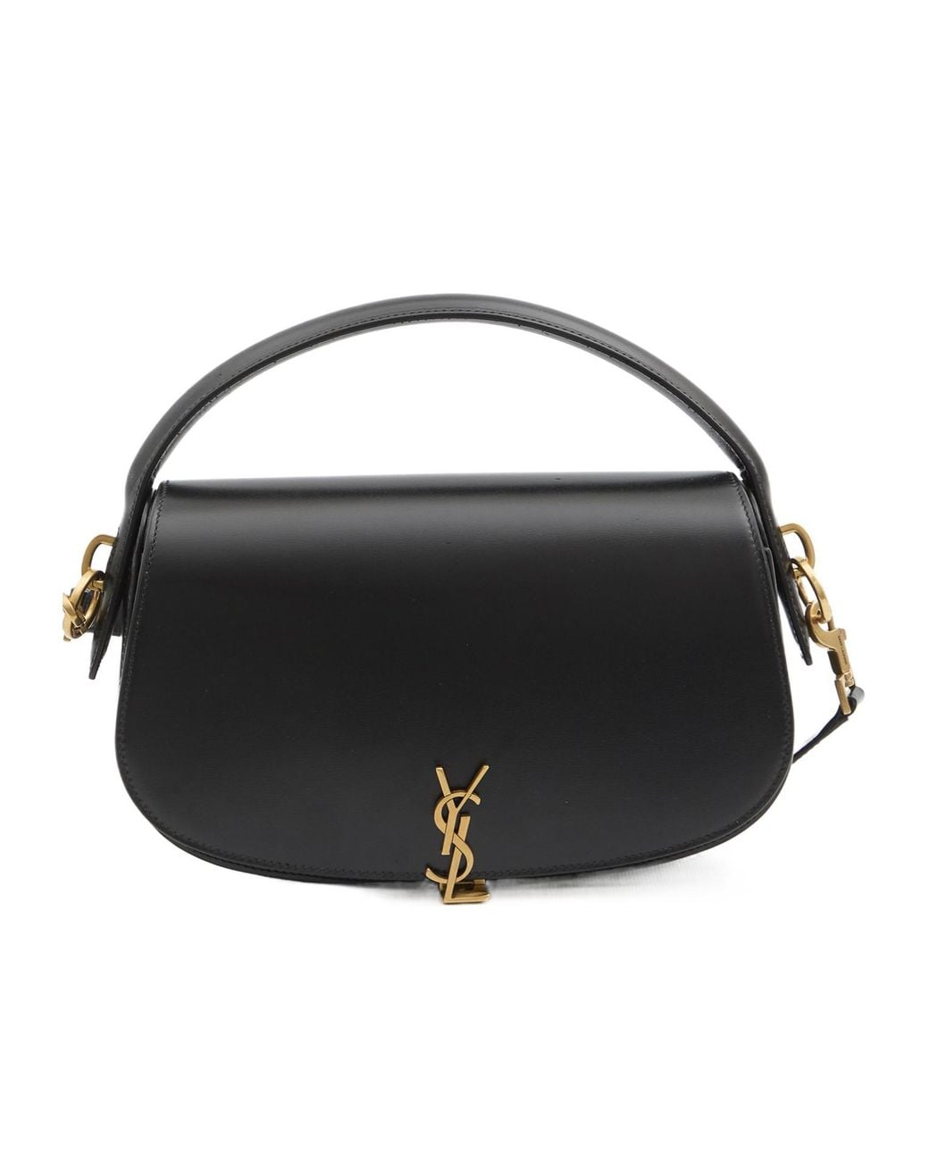Saint Laurent Black Logo Plaque Foldover Top Tote Bag