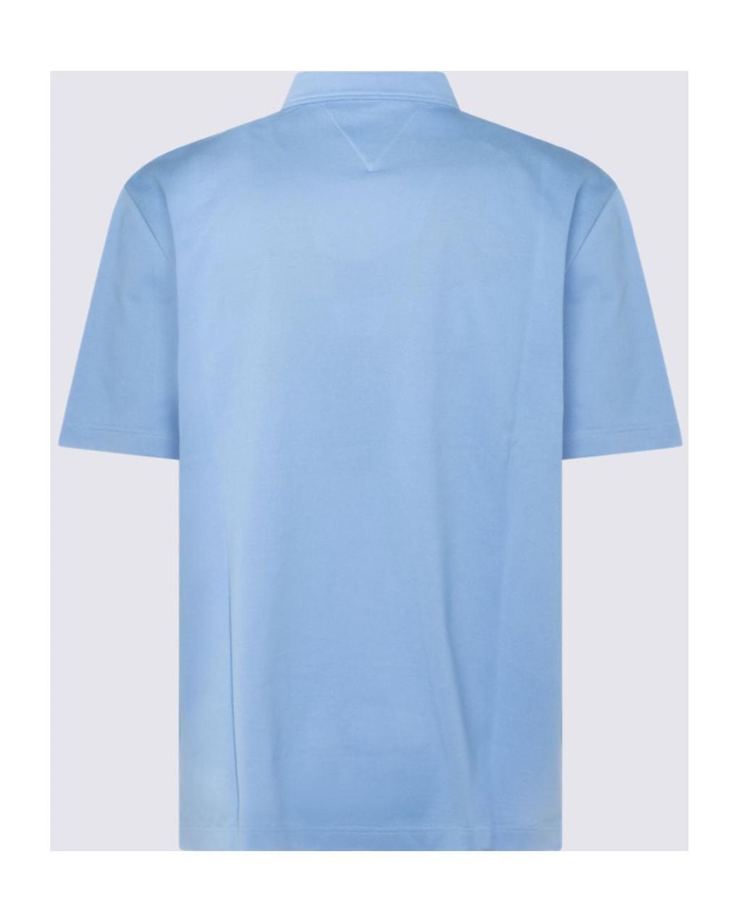 Bottega Veneta Blue Logo Embroidered Short Sleeved Polo Shirt for men