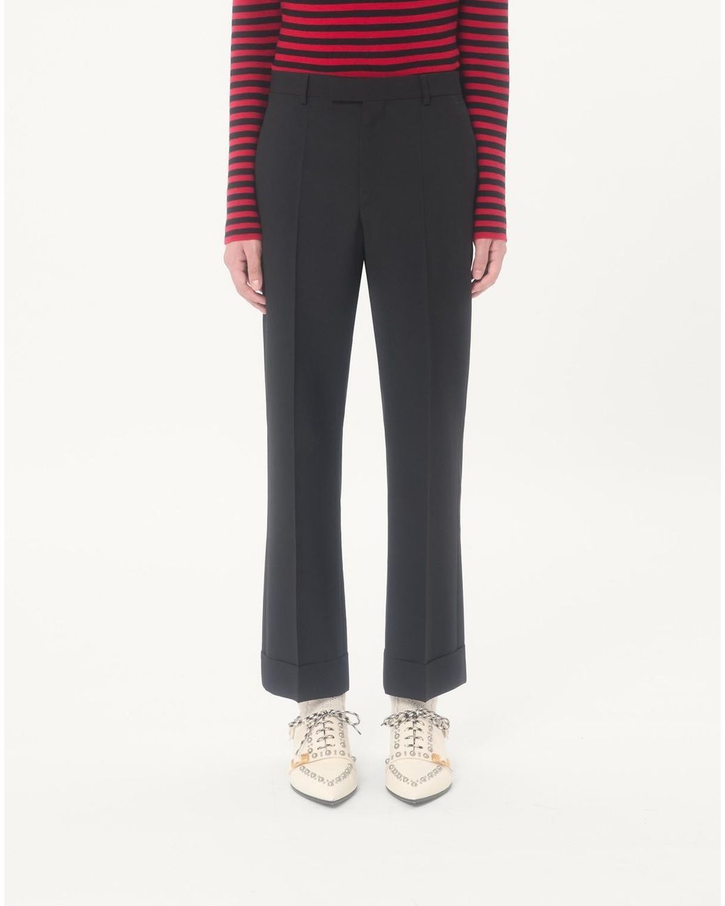 Valentino Black Cuffs Vlogo Cropped Pants for men