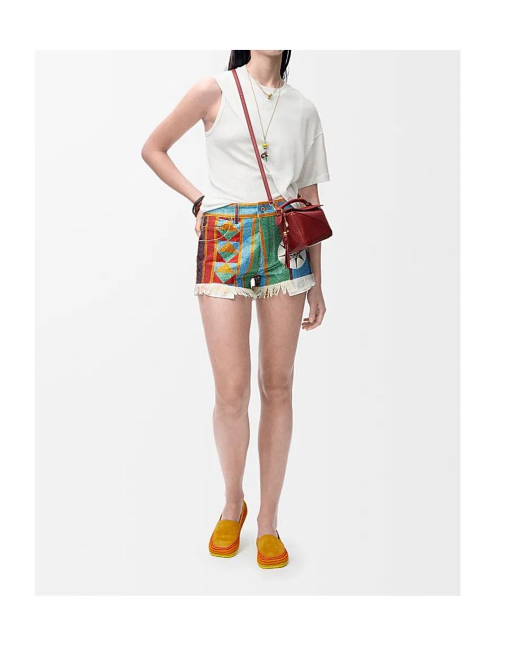 Loewe White Embellished Shorts