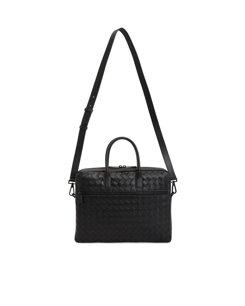 Bottega Veneta Black Woven Briefcase for men