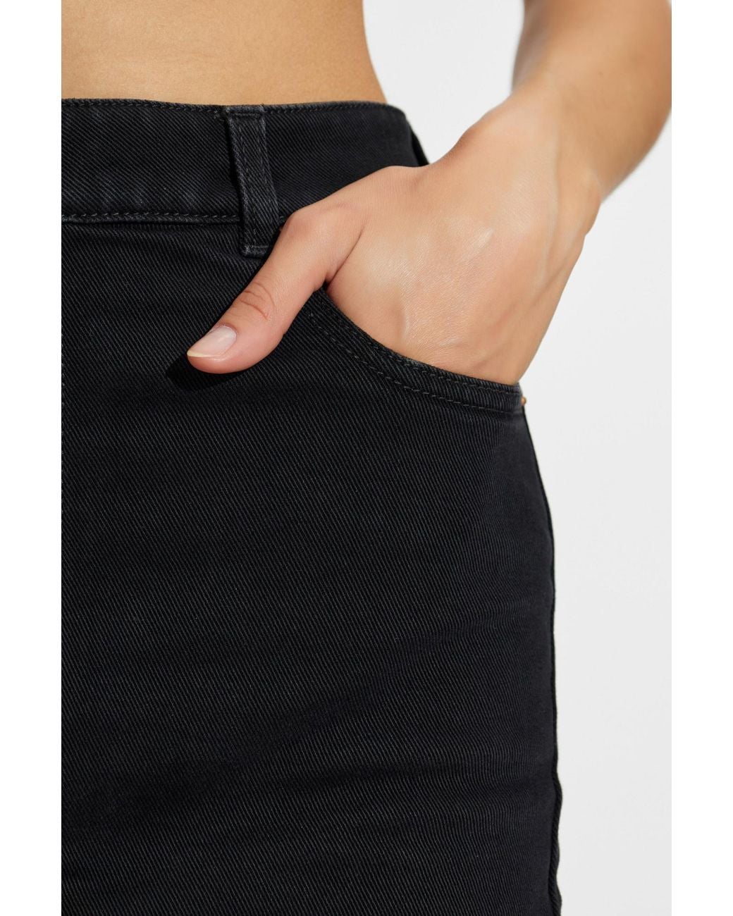 Balmain Black Zip-Front Denim Skirt