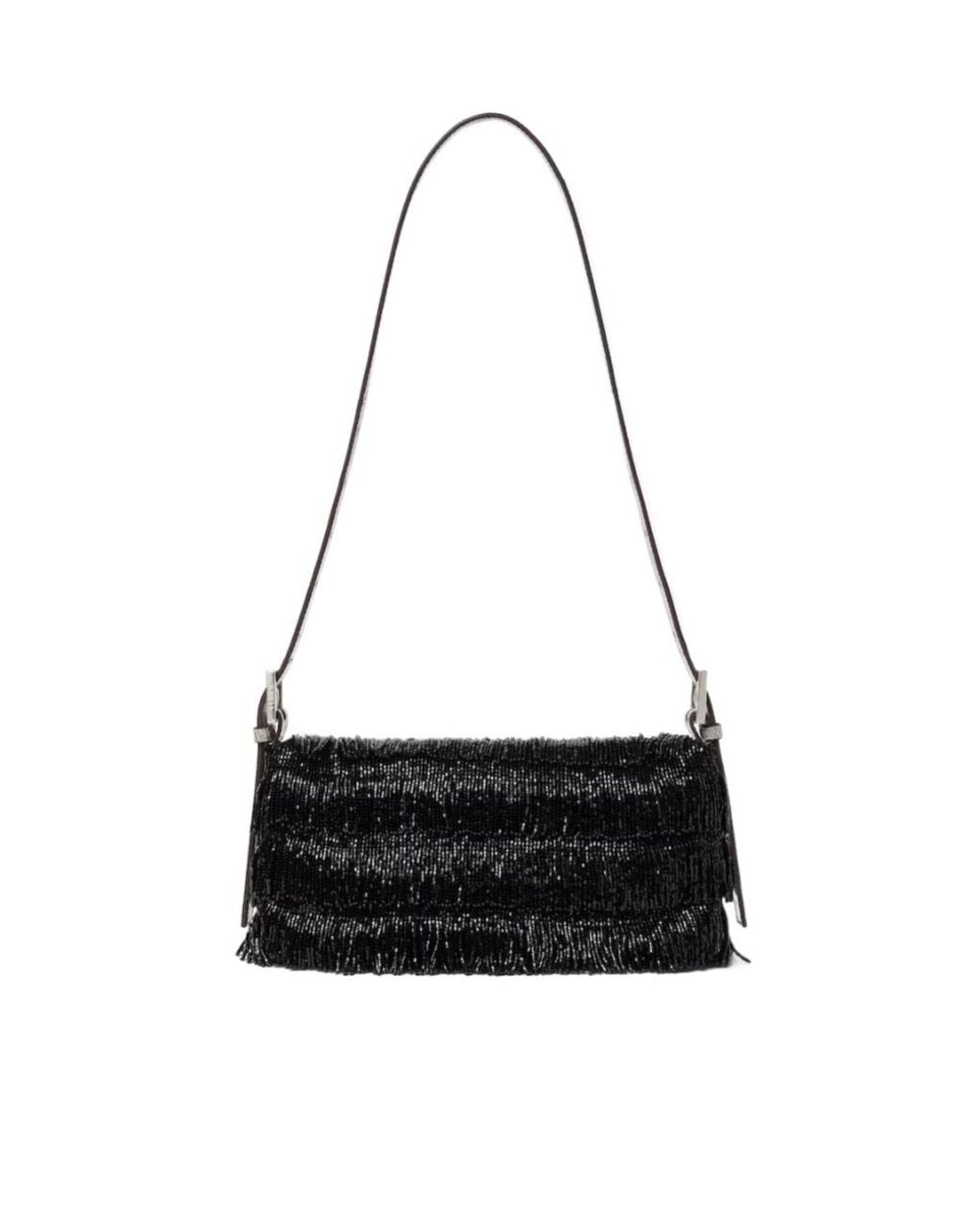 Fendi Black Re Edition Bag With Bead Fringes