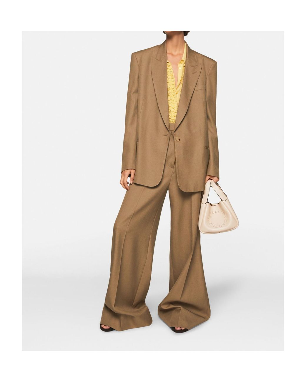 Stella McCartney Natural Wide-Leg Tailored Trousers