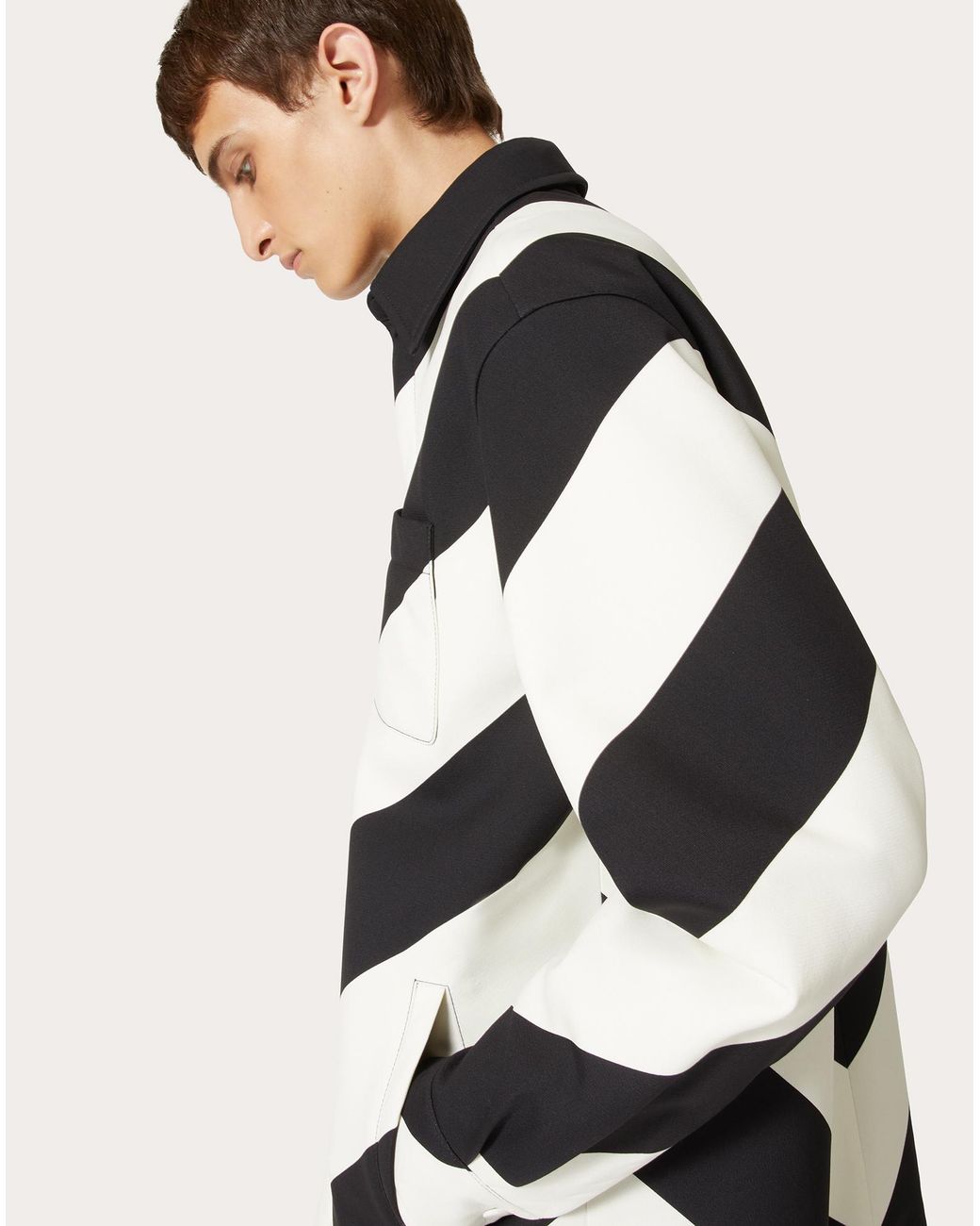 Valentino Blue Chevron-Striped Shirt for men