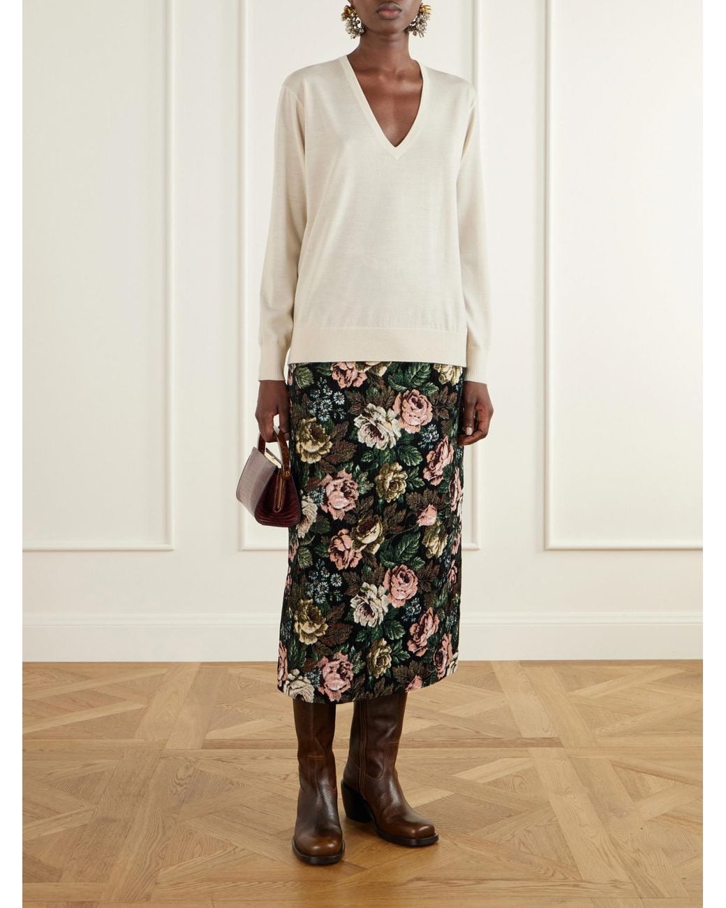 Dries Van Noten White Ribbed Wool Sweater