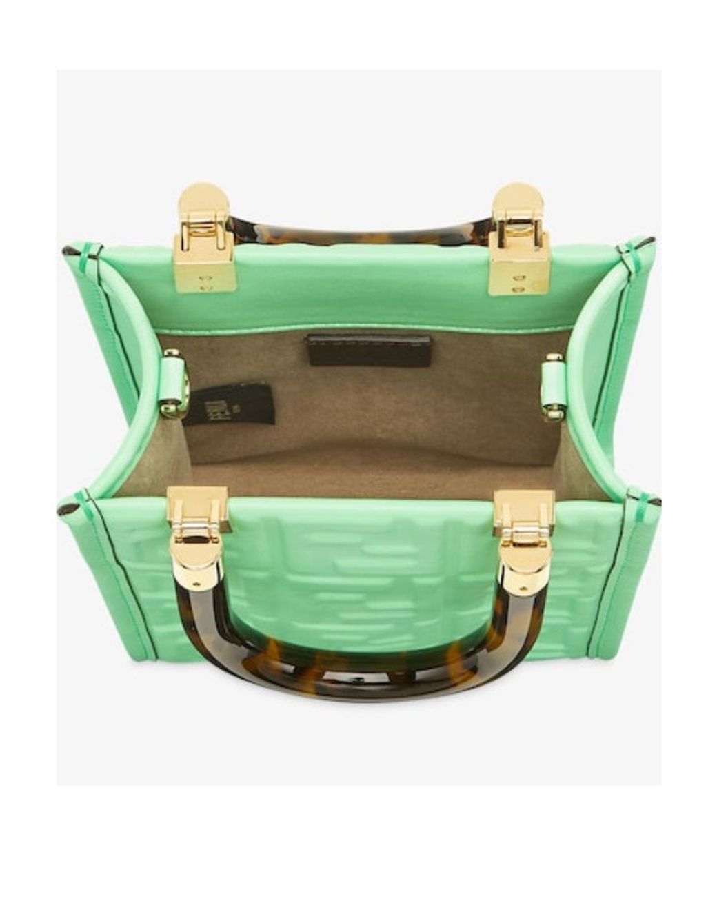 Fendi Green Sunshine Logo Embossed Mini Shoulder Bag