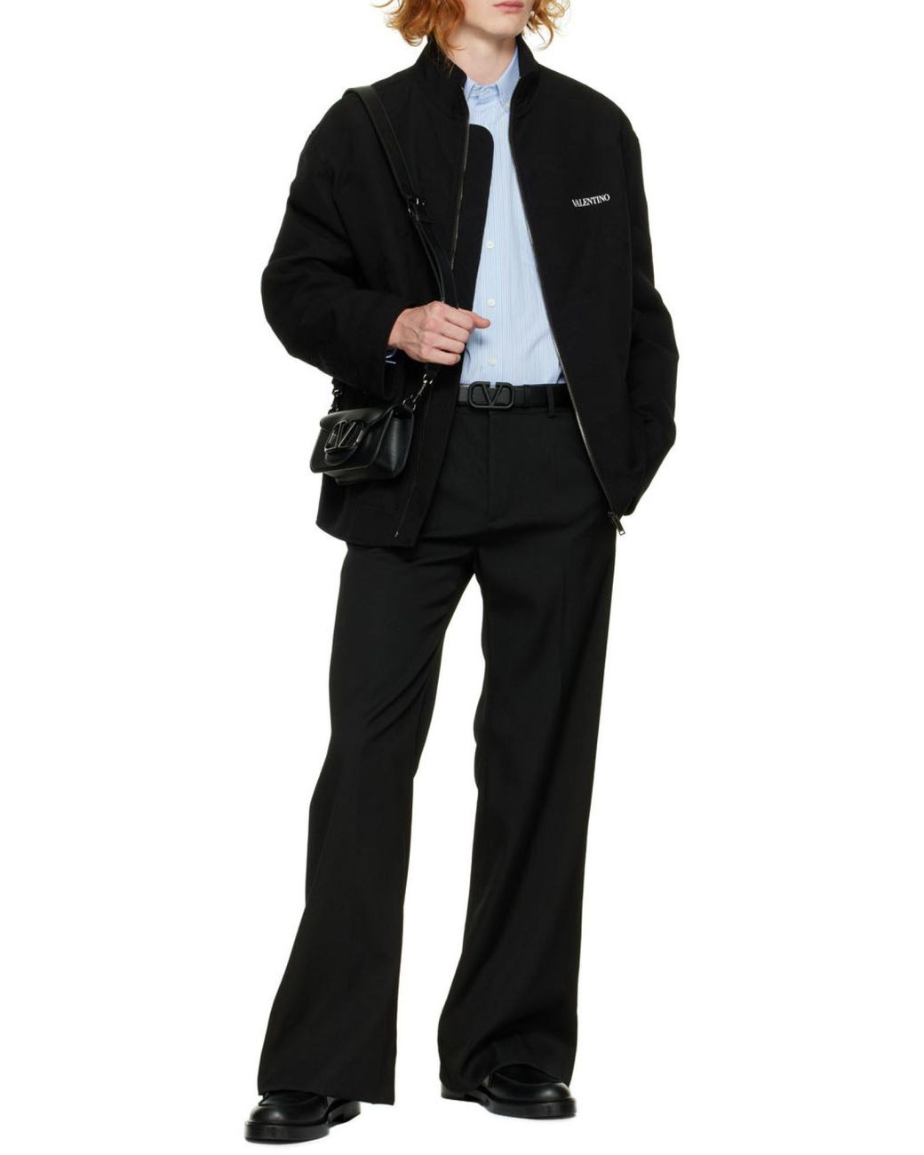 Valentino Black Logo Detailed Zip-Up Long-Sleeved Jacket for men