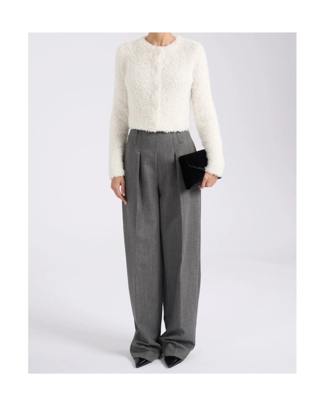 Elisabetta Franchi White Fleece Cardigan