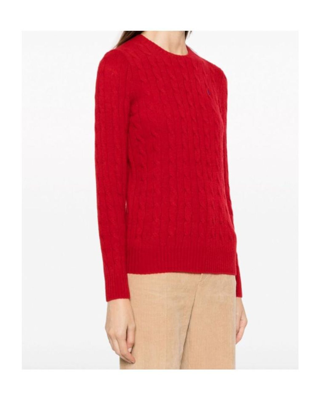 Polo Ralph Lauren Red Julianna Cable-Knit Jumper