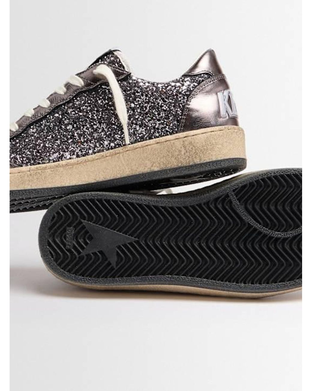 Golden Goose Deluxe Brand White Ballstar Glittered Sneakers