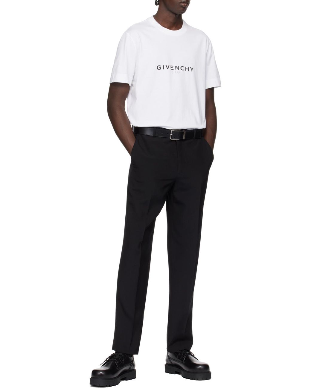 Givenchy White Logo Printed Crewneck T-Shirt for men