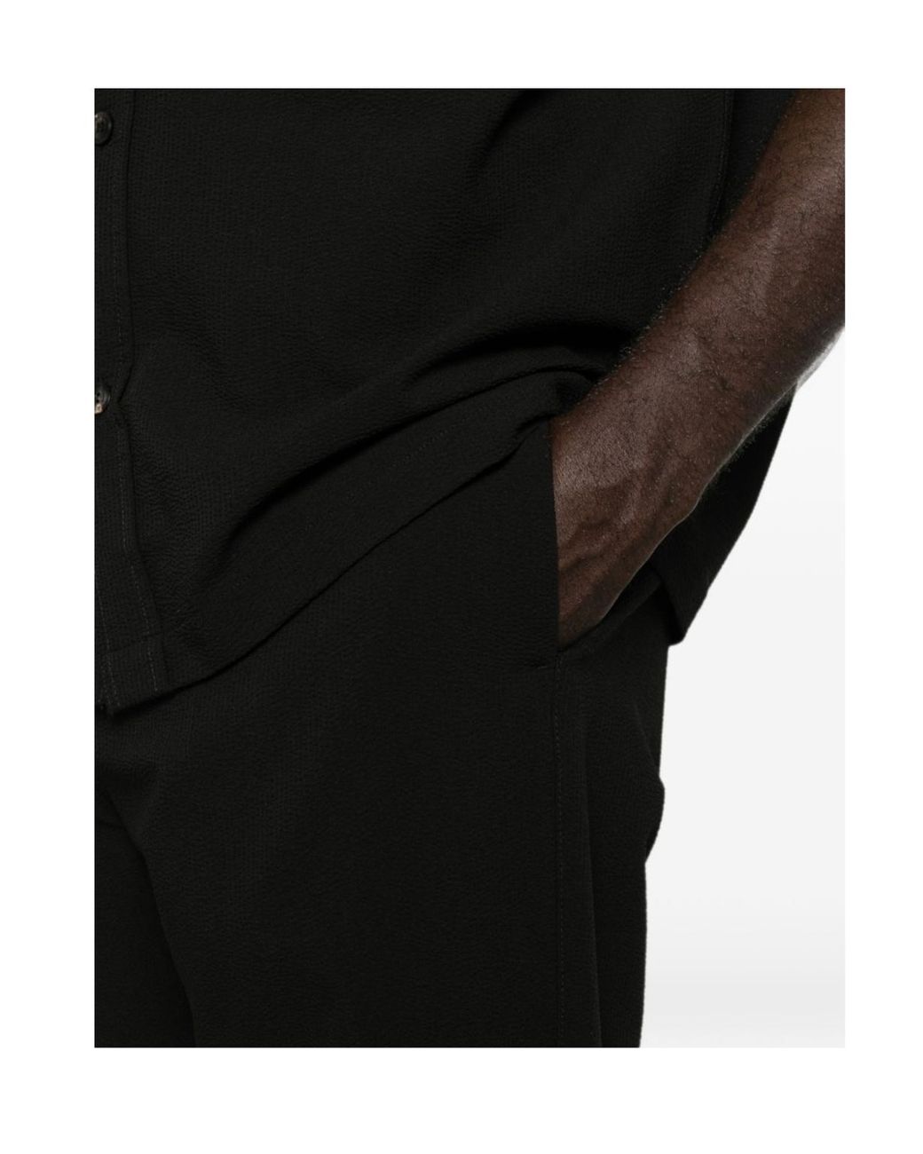 Emporio Armani Black Pressed-Crease Straight-Leg Trousers for men