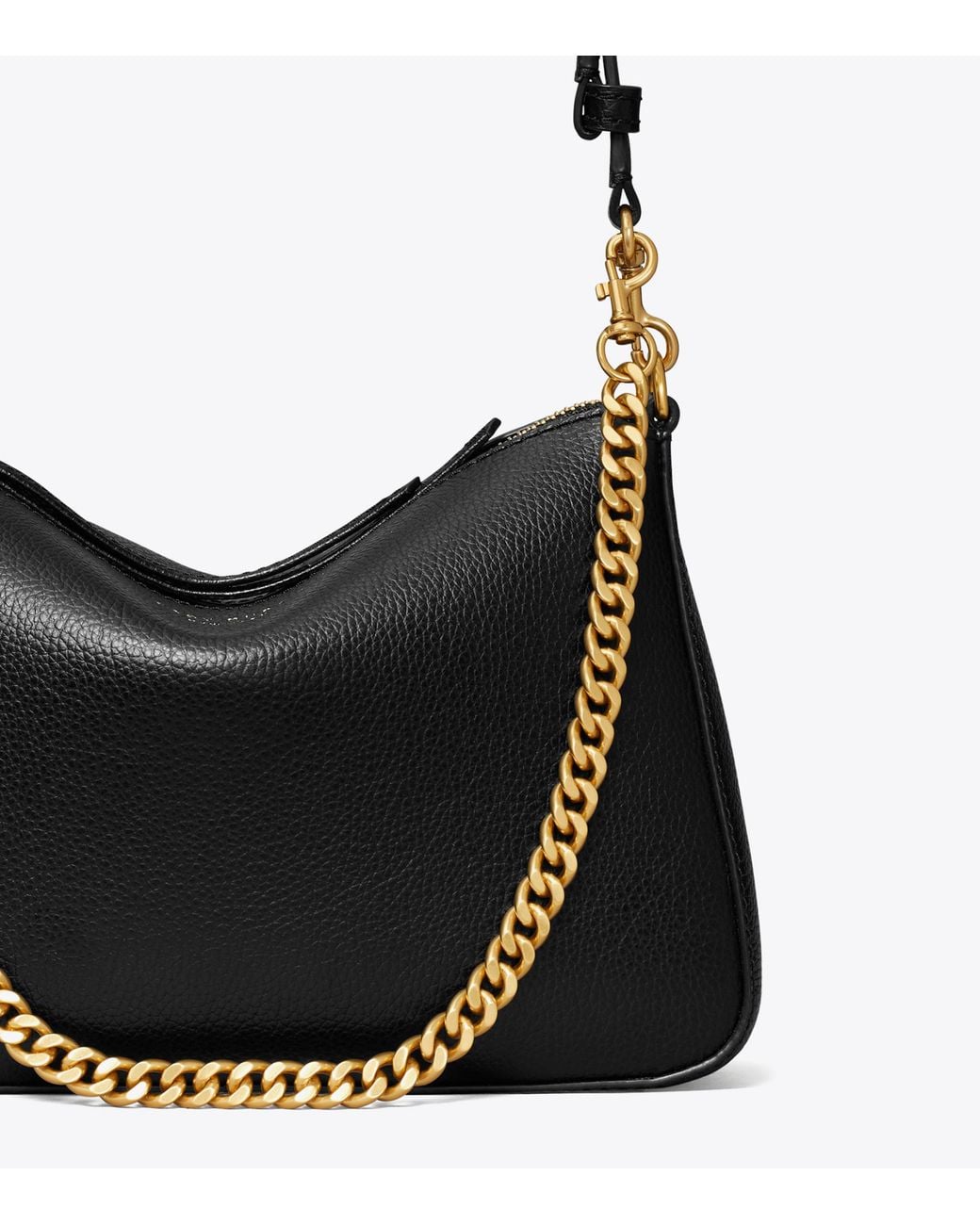 Tory Burch Black Perry Zip-Top Leather Shoulder Bag