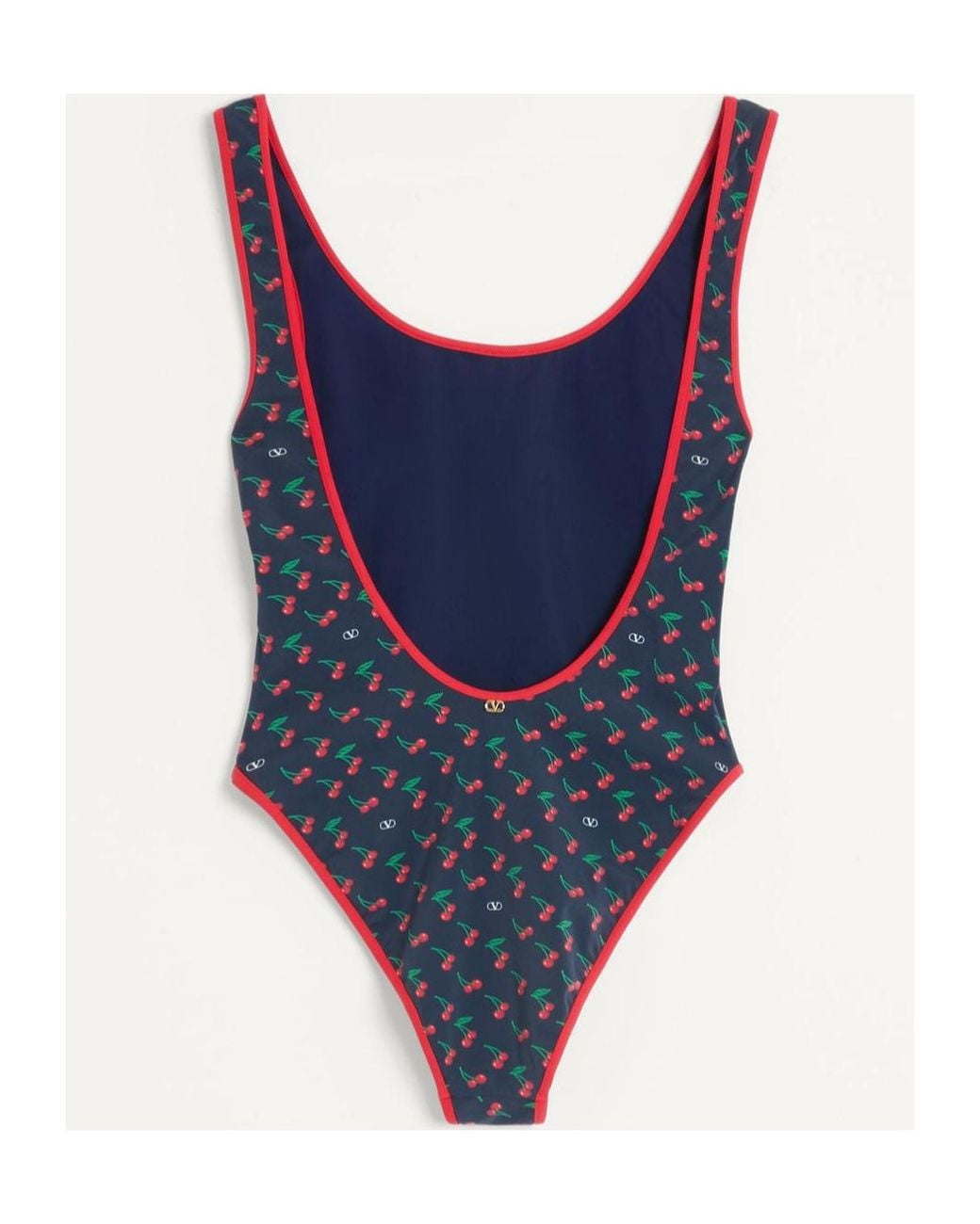 Valentino Blue Cherry Printed Sleeveless Swimsuit