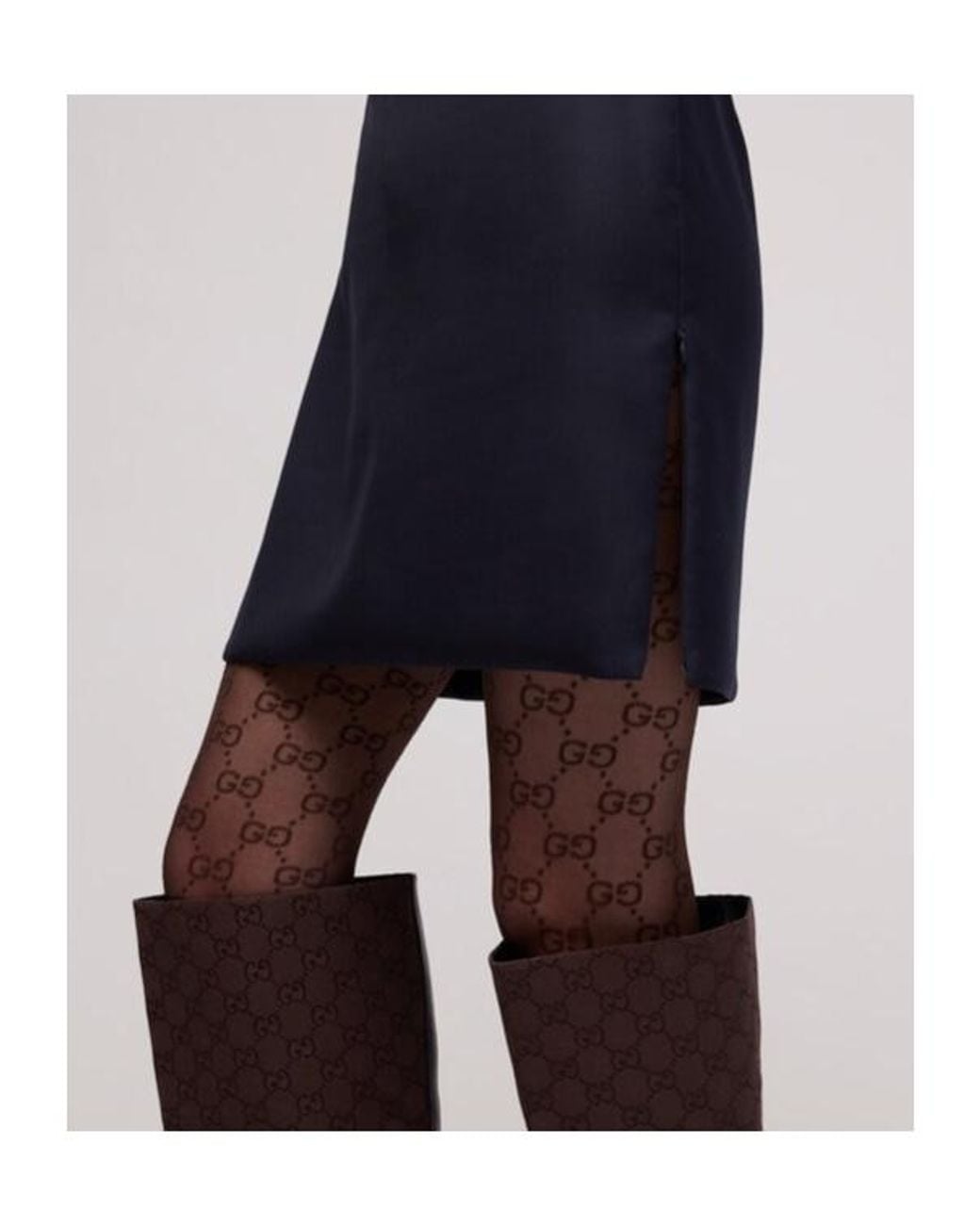 Gucci Brown Gg Stretch Nylon Tights