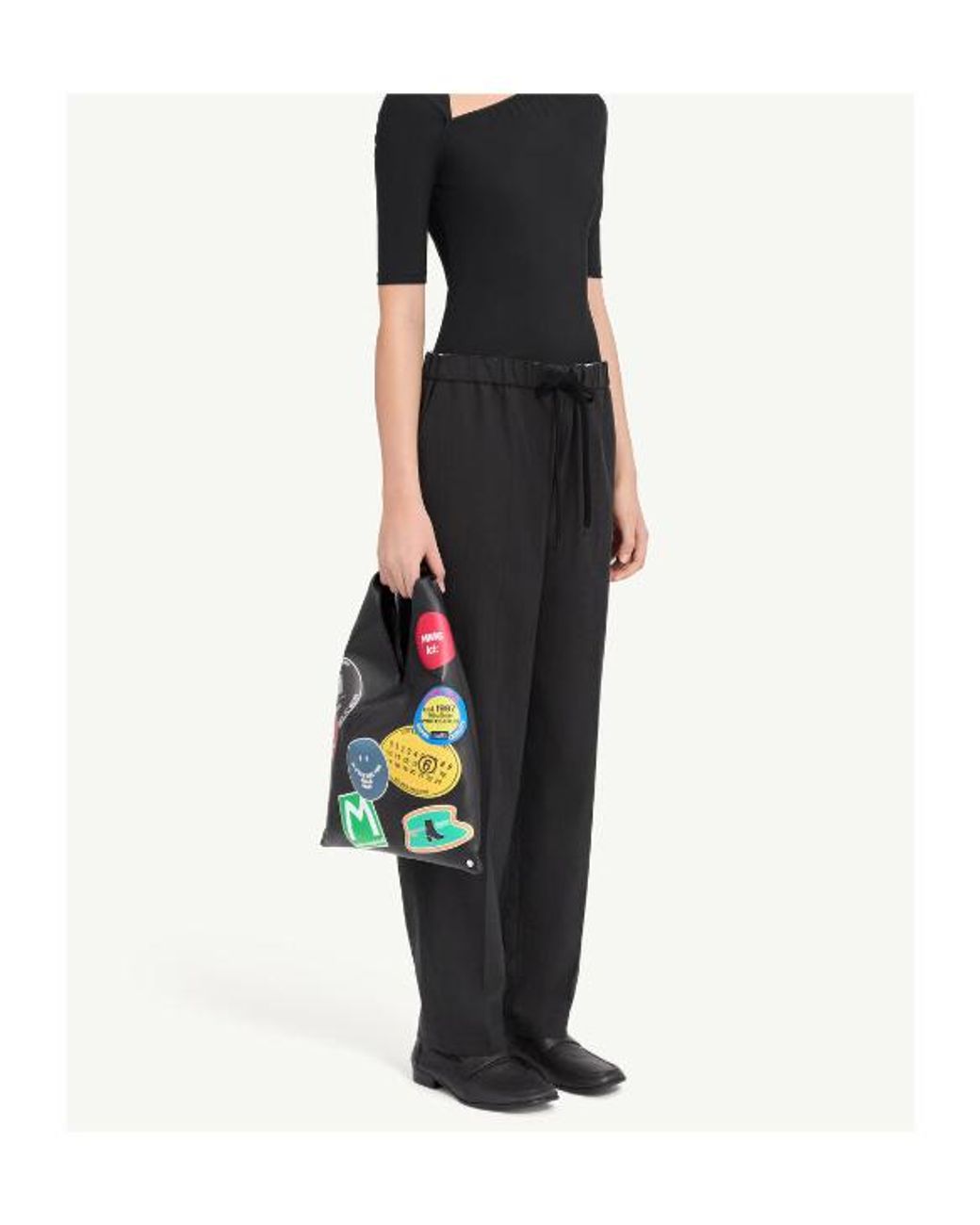 MM6 by Maison Margiela Black Drawstring Wool Shirting Trousers