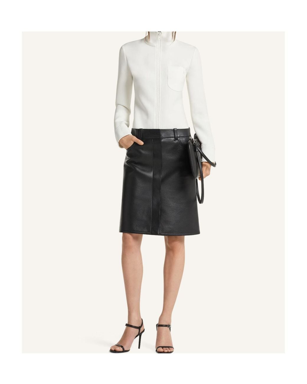 Courreges Black Leather Snap-Button Mini Skirt