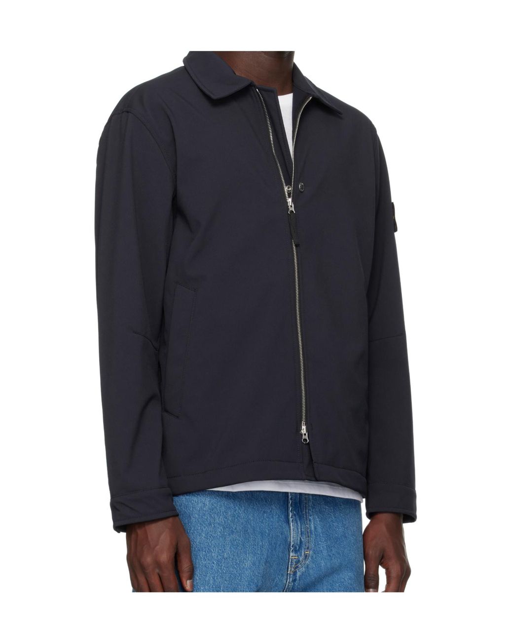 Stone Island Blue Compass Patch Zip-Up Jacket for men