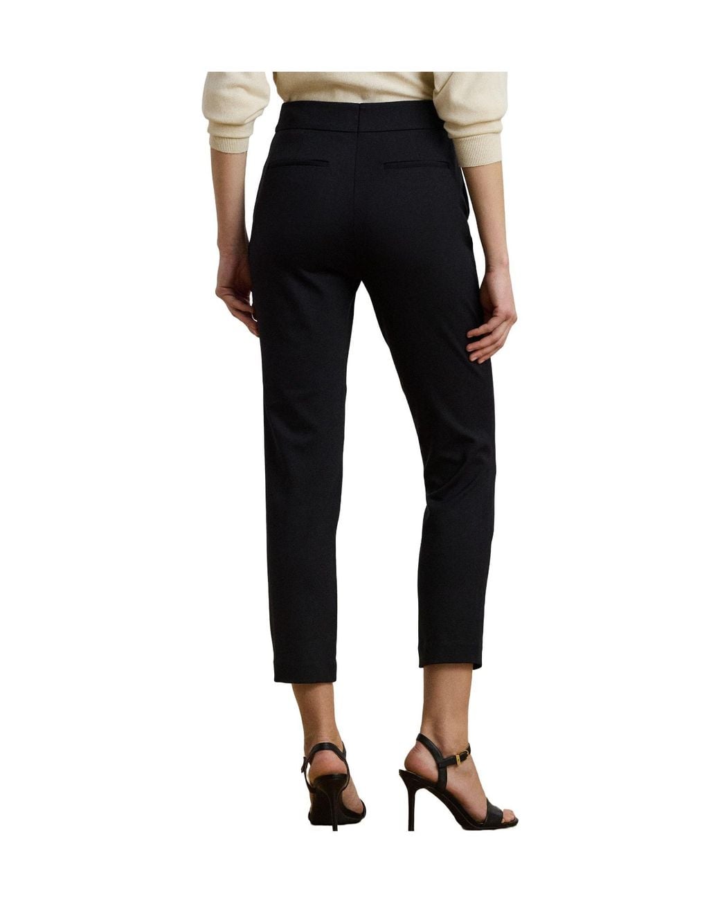 Ralph Lauren Black Solid Color Straight Leg Trouser
