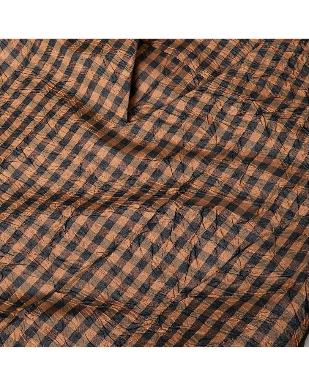 Ganni Brown Plaid Short-Sleeved Dress