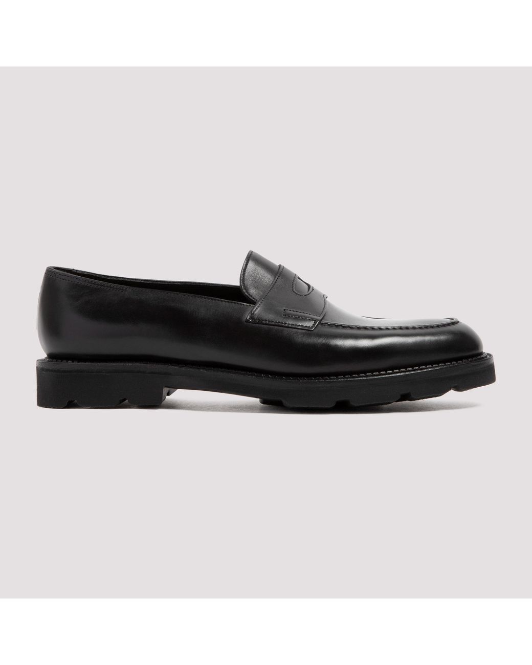 John Lobb Black Slip-On Leather Loafers for men