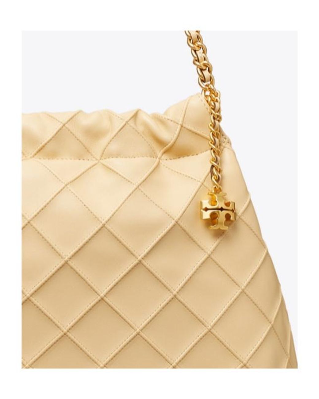 Tory Burch Natural Fleming Drawstring Hobo Bag