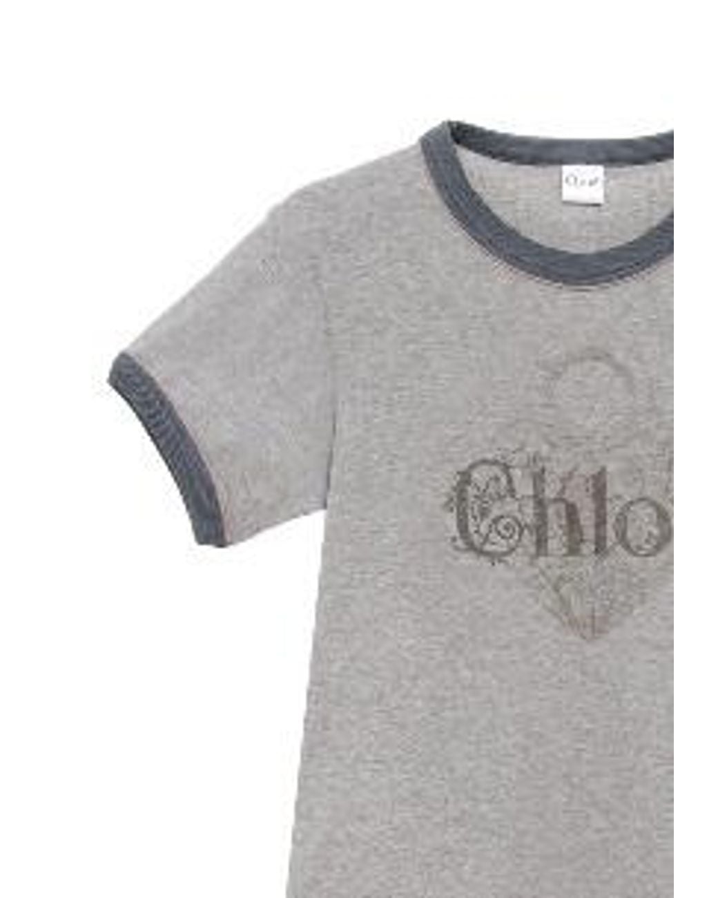 Chloé Gray Chloé Logo Printed Crewneck T-Shirt