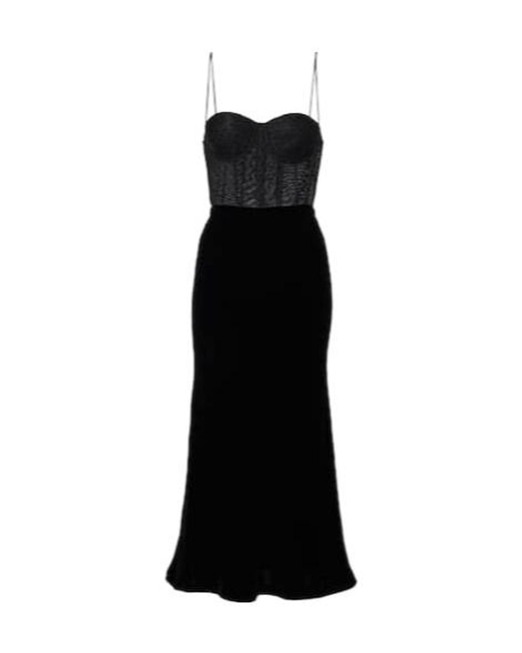 Rebecca Vallance Black Ethel Polka-Dot Bustier Dress