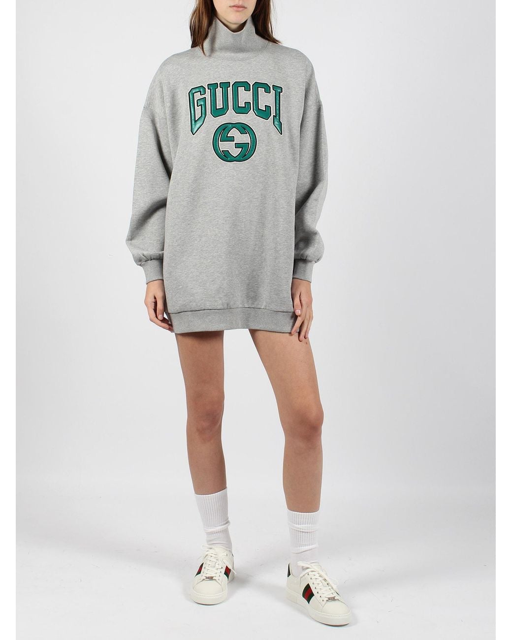Gucci Gray Logo Embroidered Crewneck Sweatshirt