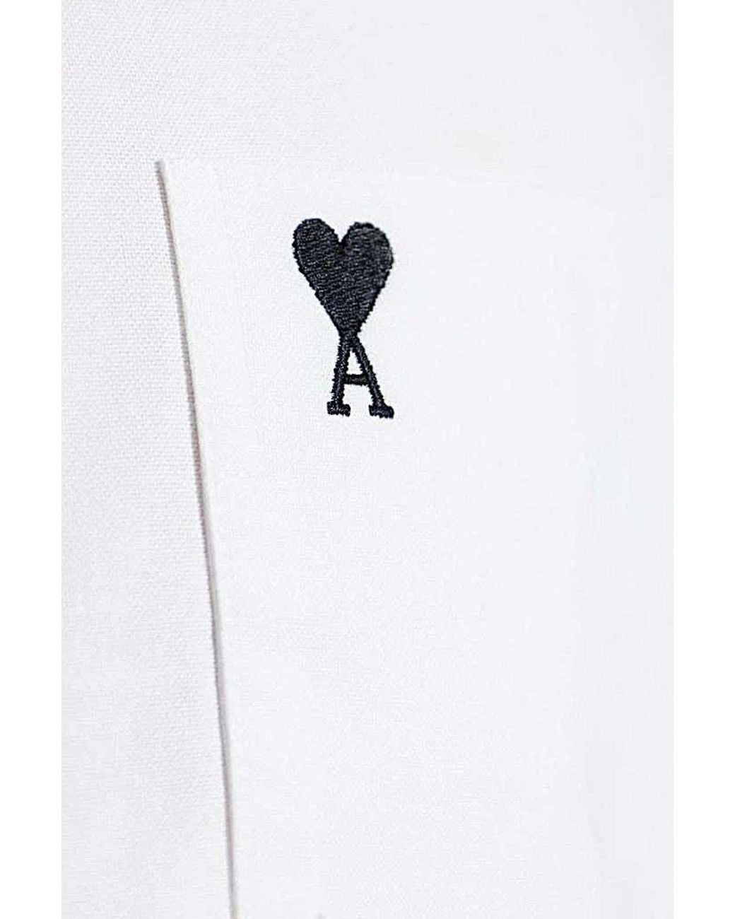 AMI White Ami Logo Embroidered Long-Sleeve Shirt for men